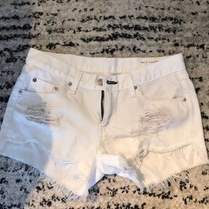 Rag & Bone destroyed white shorts